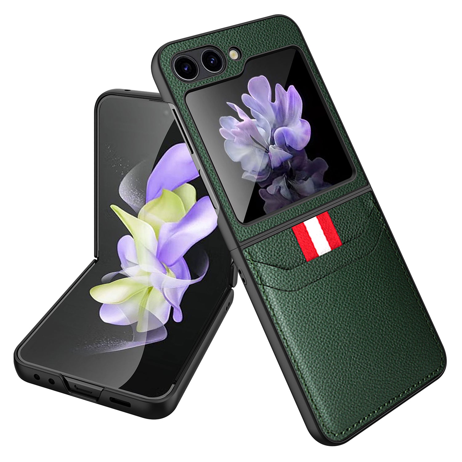 Hard PC Phone Case for Samsung Galaxy Z Flip5 5G Card Slot Shockproof Cover with Tempered Glass Small Screen Film Hard PC Phone Case for Samsung Galaxy Z Flip5 5G Card Slot Shockproof Cover with Tempered Glass Small Screen Film